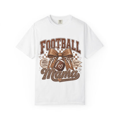 Football Mama T-Shirt — Game Day Mom Shirt with Bow & Football Design