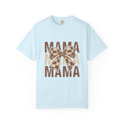 Mama Bow T-Shirt — Buffalo Check Ribbon Mom Shirt