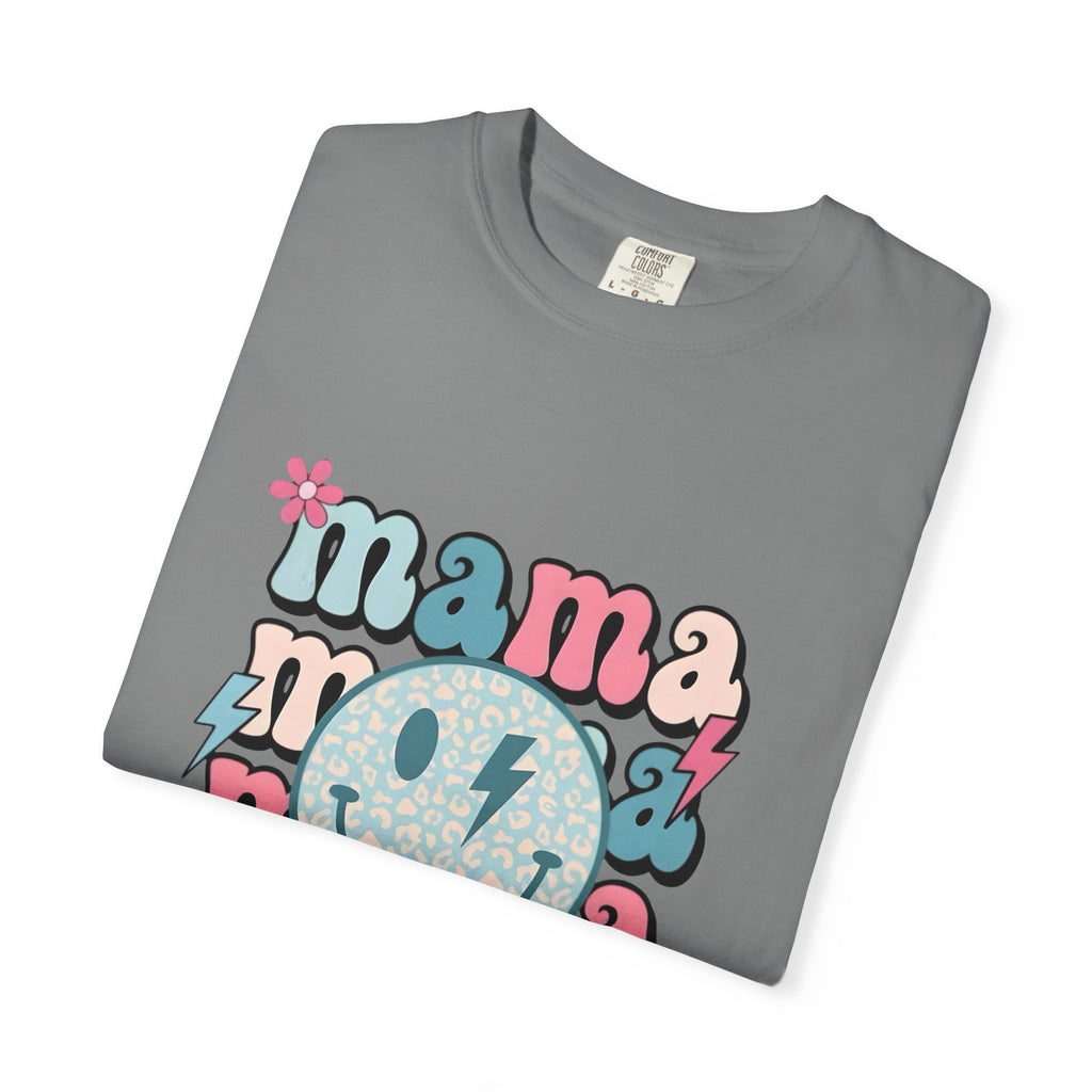Mama Smiley Graphic T-Shirt — Retro Pink & Blue Mother’s Day Tee