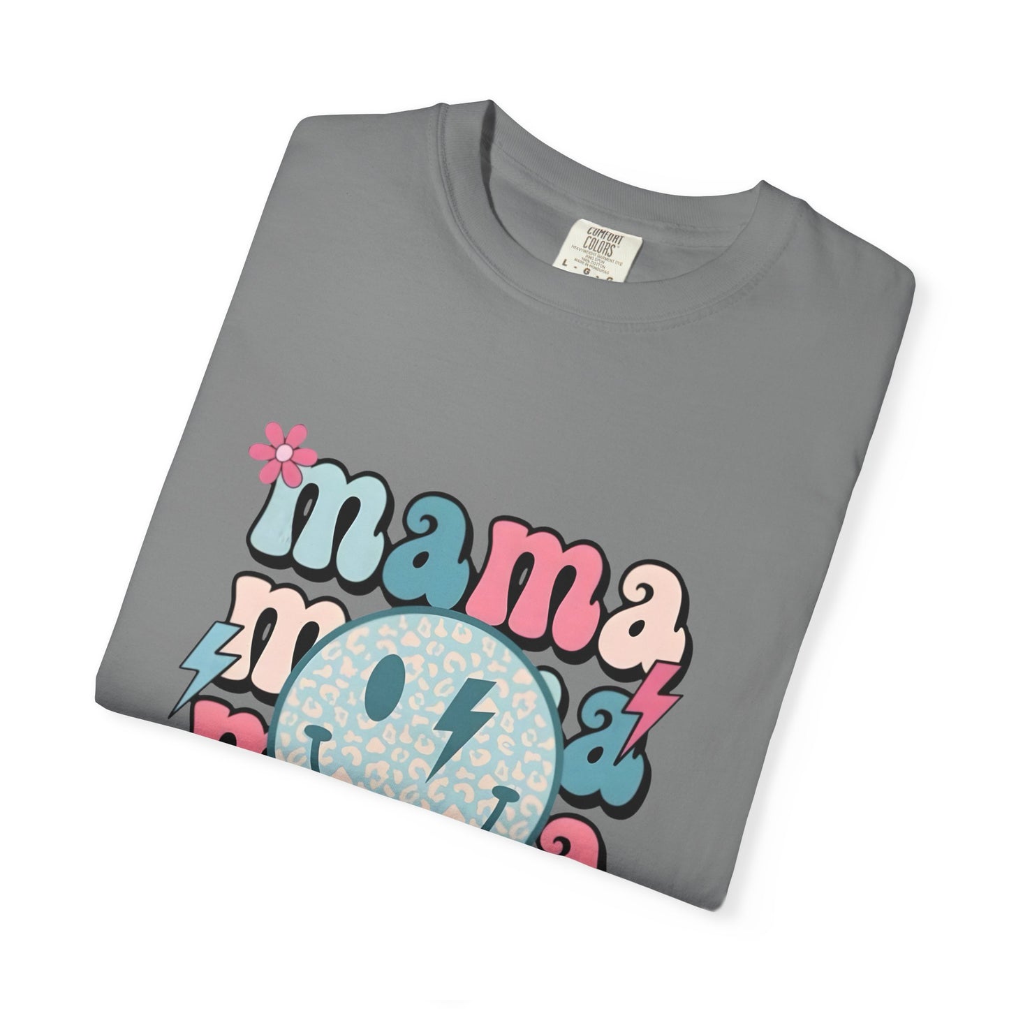 Mama Smiley Graphic T-Shirt — Retro Pink & Blue Mother’s Day Tee