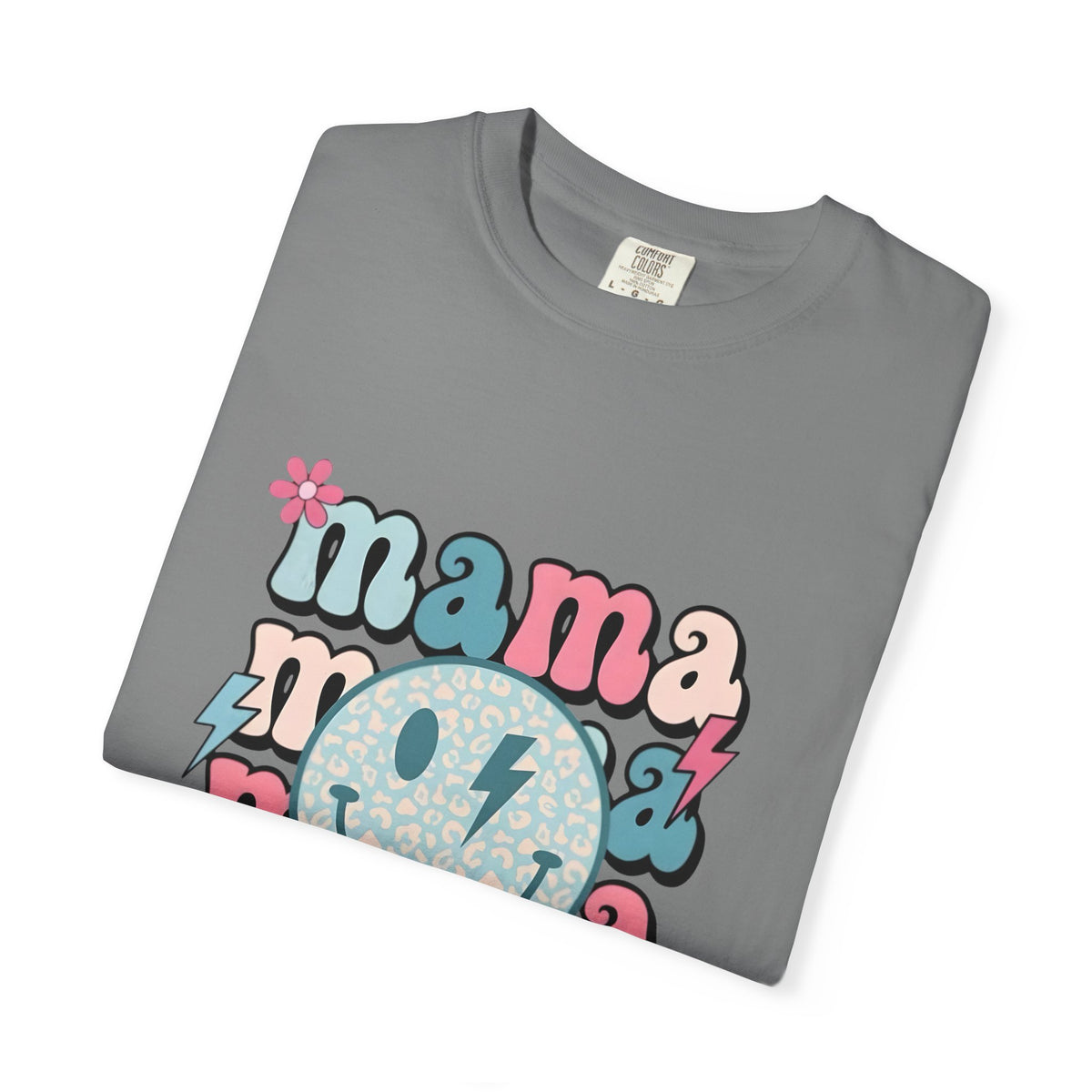 Mama Smiley Graphic T-Shirt — Retro Pink & Blue Mother’s Day Tee