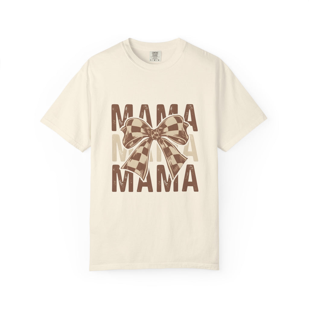 Mama Bow T-Shirt — Buffalo Check Ribbon Mom Shirt