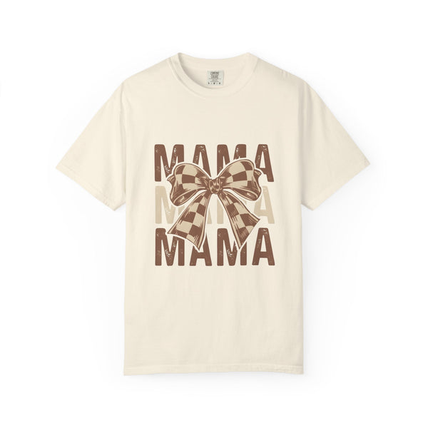 Mama Bow T-Shirt — Buffalo Check Ribbon Mom Shirt