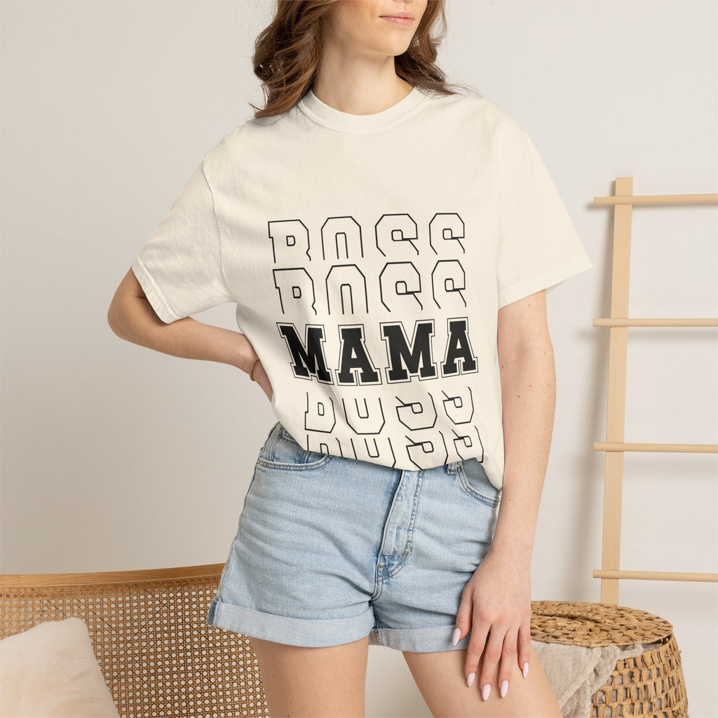 Mama Boss T-Shirt — 'MAMA' Layered Text Graphic Tee for Moms