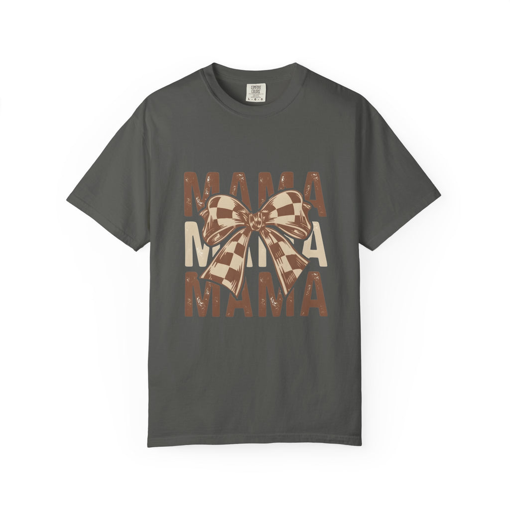 Mama Bow T-Shirt — Buffalo Check Ribbon Mom Shirt