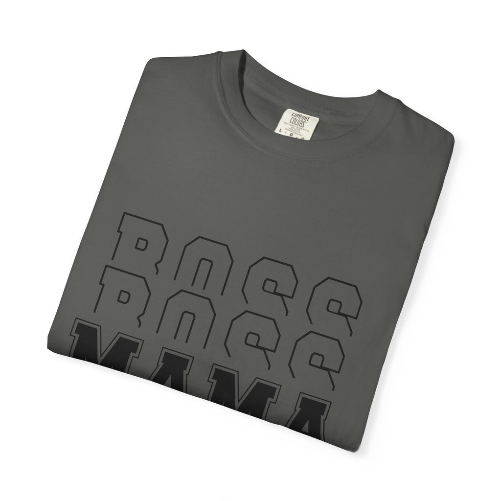 Mama Boss T-Shirt — 'MAMA' Layered Text Graphic Tee for Moms