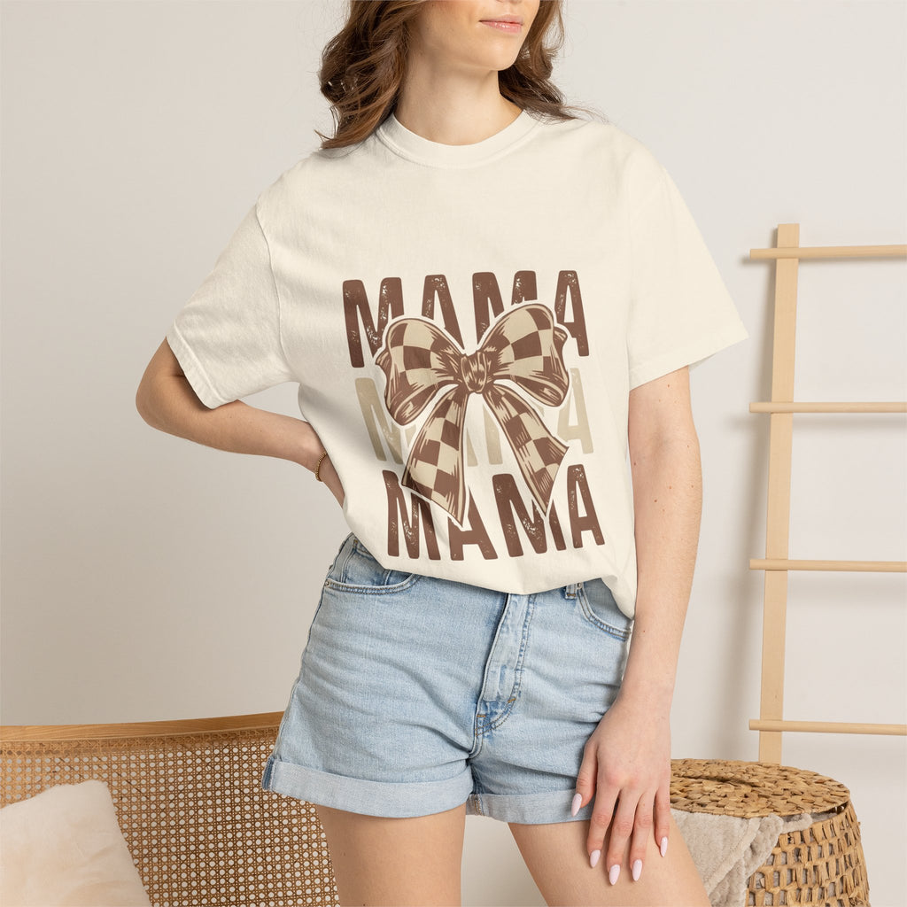 Mama Bow T-Shirt — Buffalo Check Ribbon Mom Shirt