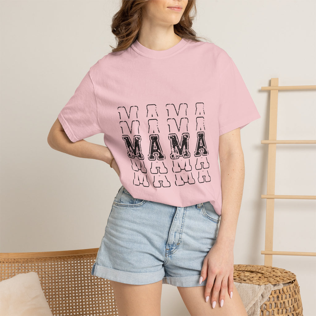 Mama Repeat Graphic T-Shirt — Vintage Outline "MAMA" Mom Tee