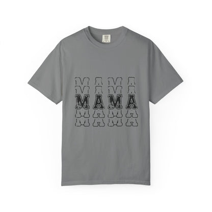 Mama Repeat Graphic T-Shirt — Vintage Outline "MAMA" Mom Tee