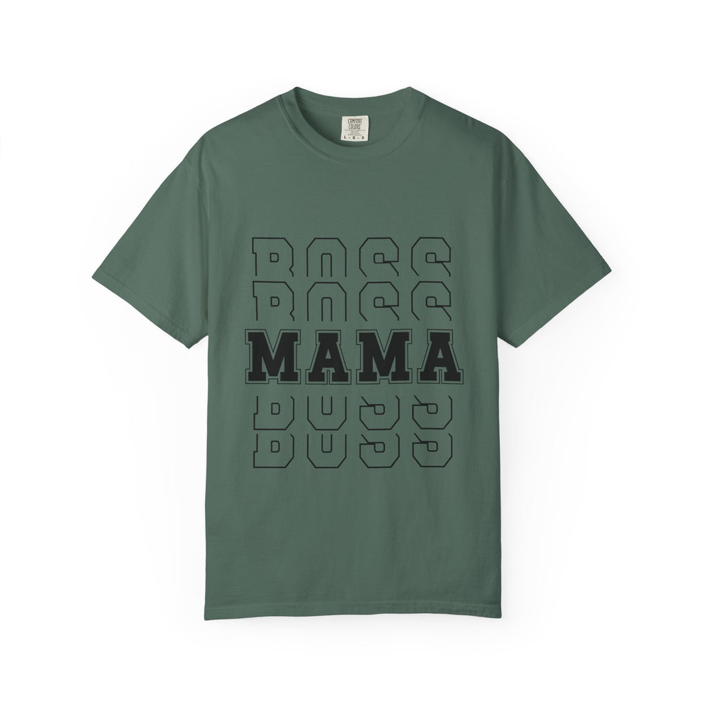 Mama Boss T-Shirt — 'MAMA' Layered Text Graphic Tee for Moms