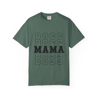 Mama Boss T-Shirt — 'MAMA' Layered Text Graphic Tee for Moms