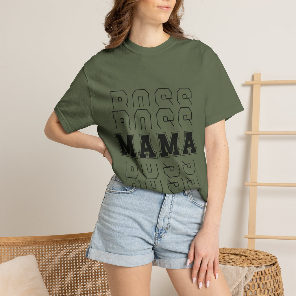 Mama Boss T-Shirt — 'MAMA' Layered Text Graphic Tee for Moms