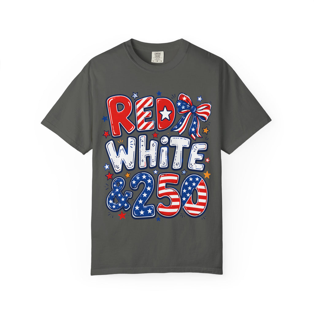 Red White & 250 Patriotic T-Shirt — 4th of July Celebration Tee