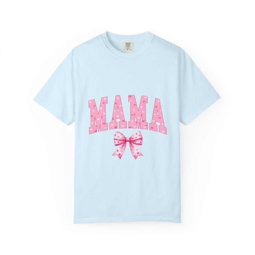 Mama Pink Polka Dot T‑Shirt — Cute Mama Tee with Bow