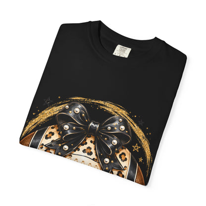 Leopard Print Football with Bow T-Shirt