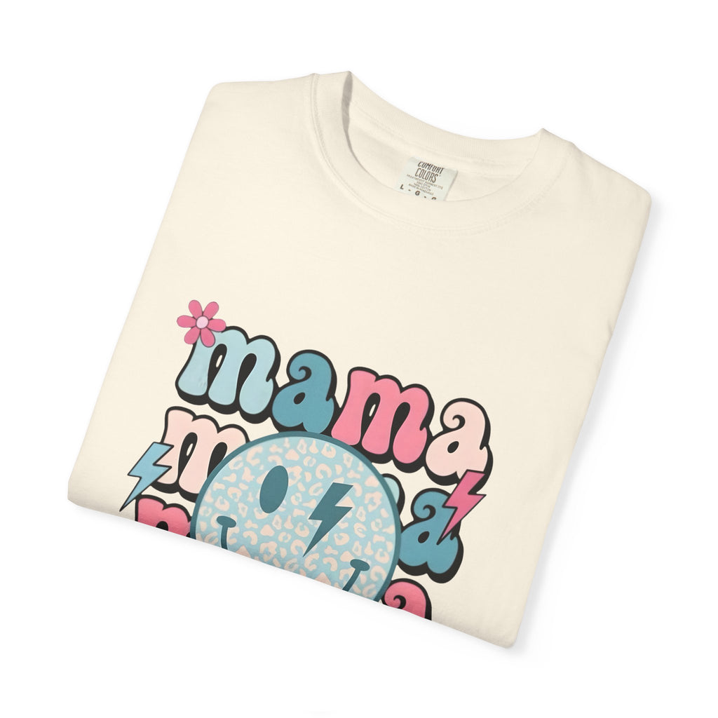 Mama Smiley Graphic T-Shirt — Retro Pink & Blue Mother’s Day Tee