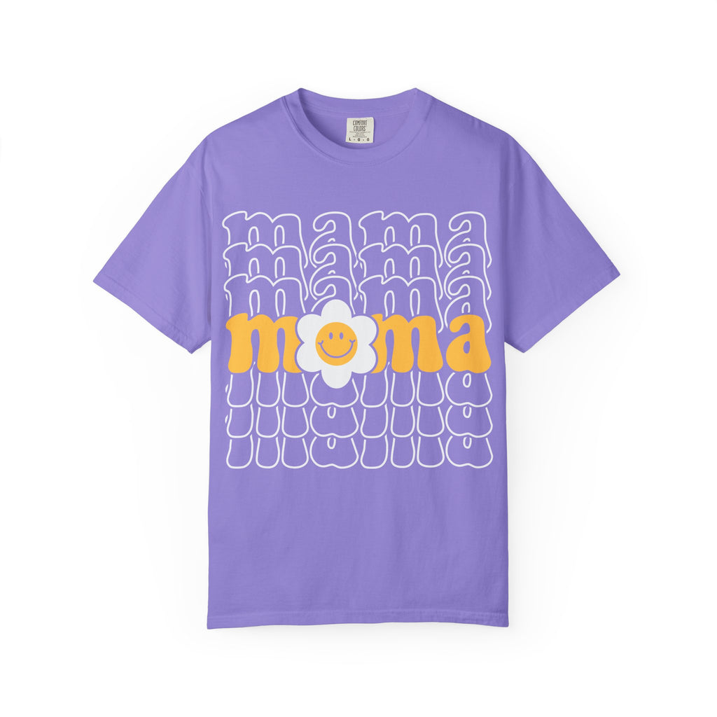 Mama Floral Retro T-Shirt — Sunny Yellow Vintage Mom Tee