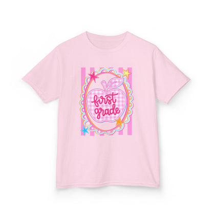 First Grade Kids T‑Shirt — Pink Apple Back to School Tee