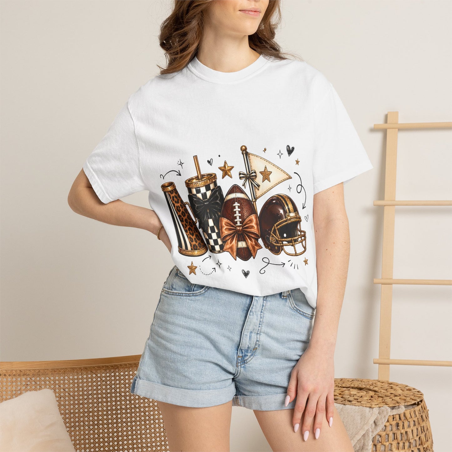 Football Fandom Graphic Tee — Helmet, Cleats & Tailgate Icons