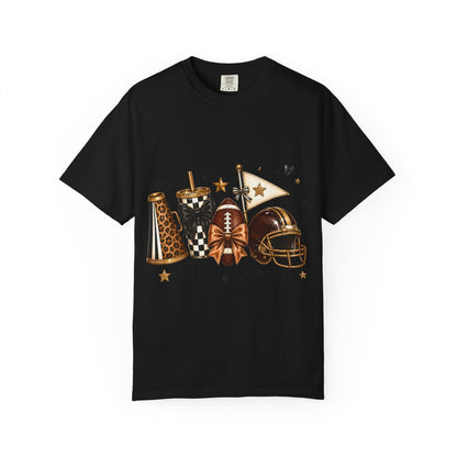 Football Fandom Graphic Tee — Helmet, Cleats & Tailgate Icons