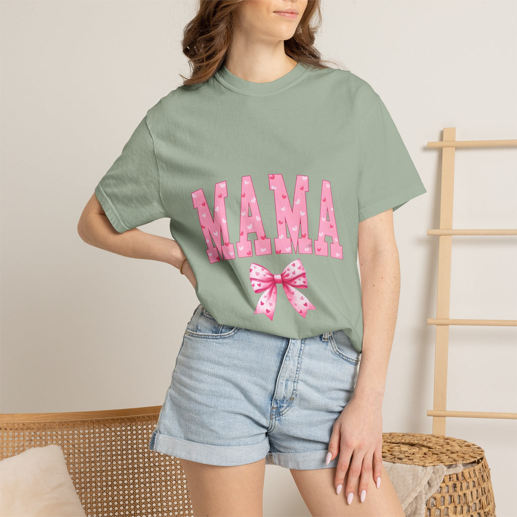 Mama Pink Polka Dot T‑Shirt — Cute Mama Tee with Bow