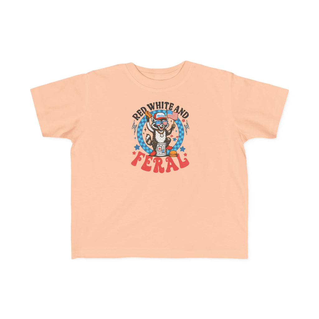 Toddler Tee — "Red White and Feral" Patriotic Cartoon Raccoon