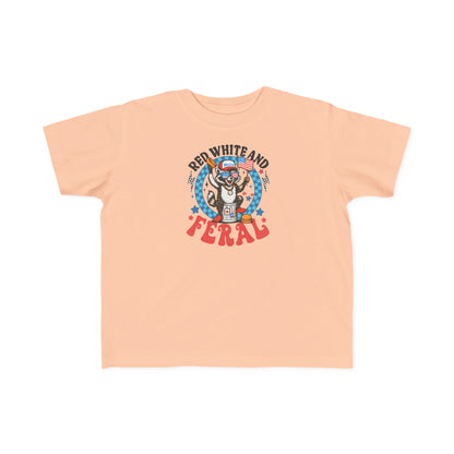 Toddler Tee — "Red White and Feral" Patriotic Cartoon Raccoon