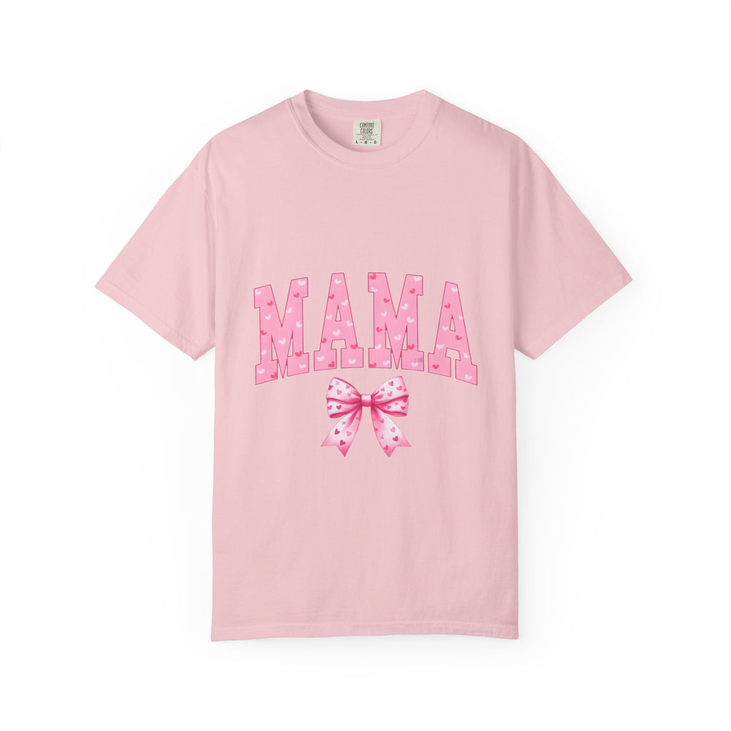 Mama Pink Polka Dot T‑Shirt — Cute Mama Tee with Bow