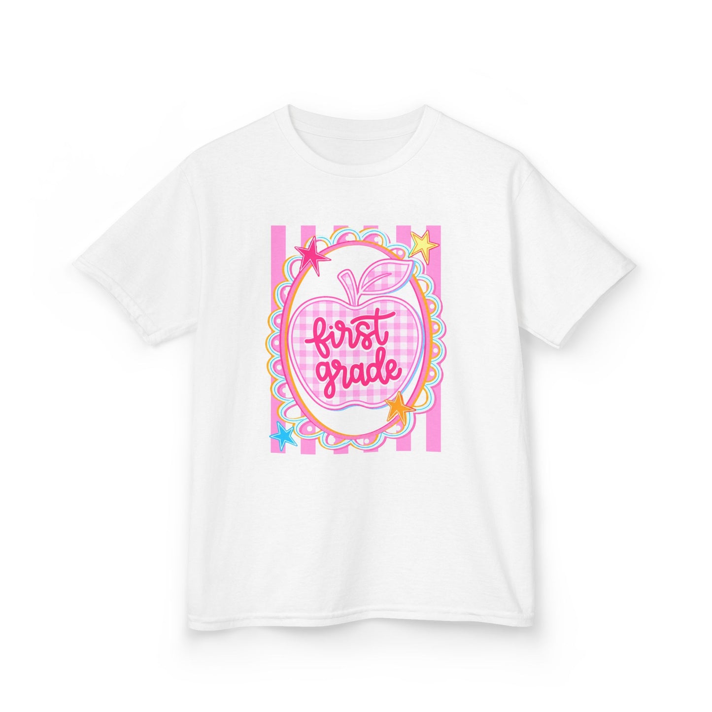 First Grade Kids T‑Shirt — Pink Apple Back to School Tee