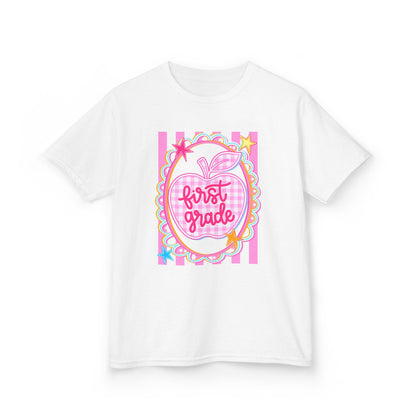 First Grade Kids T‑Shirt — Pink Apple Back to School Tee