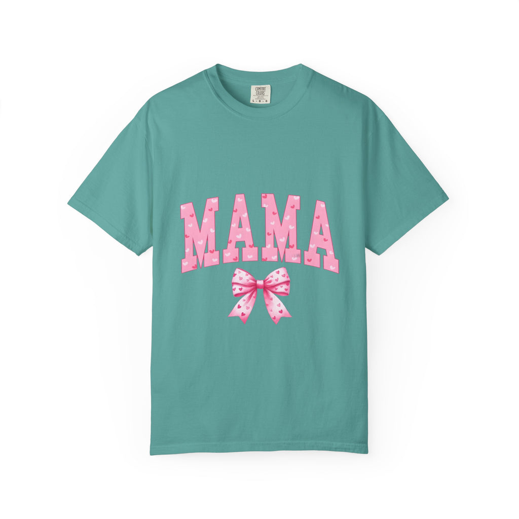 Mama Pink Polka Dot T‑Shirt — Cute Mama Tee with Bow