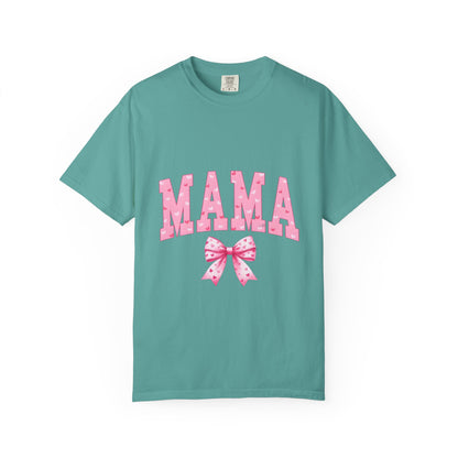 Mama Pink Polka Dot T‑Shirt — Cute Mama Tee with Bow