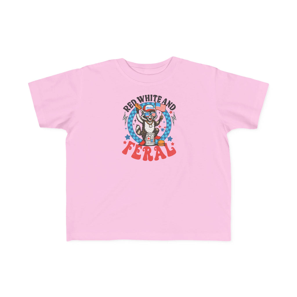 Toddler Tee — "Red White and Feral" Patriotic Cartoon Raccoon