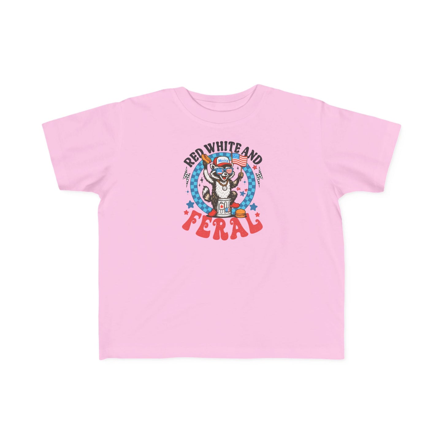Toddler Tee — "Red White and Feral" Patriotic Cartoon Raccoon