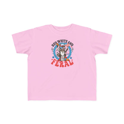 Toddler Tee — "Red White and Feral" Patriotic Cartoon Raccoon