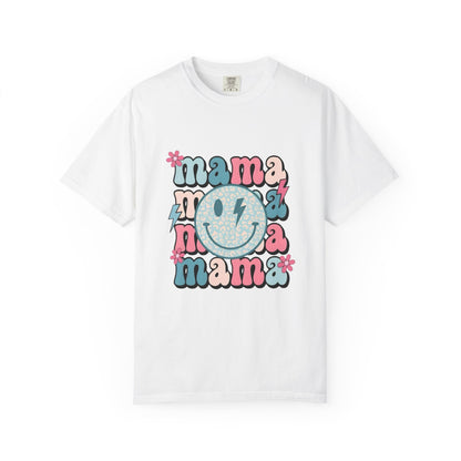 Mama Smiley Graphic T-Shirt — Retro Pink & Blue Mother’s Day Tee