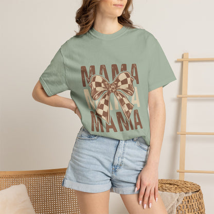 Mama Bow T-Shirt — Buffalo Check Ribbon Mom Shirt