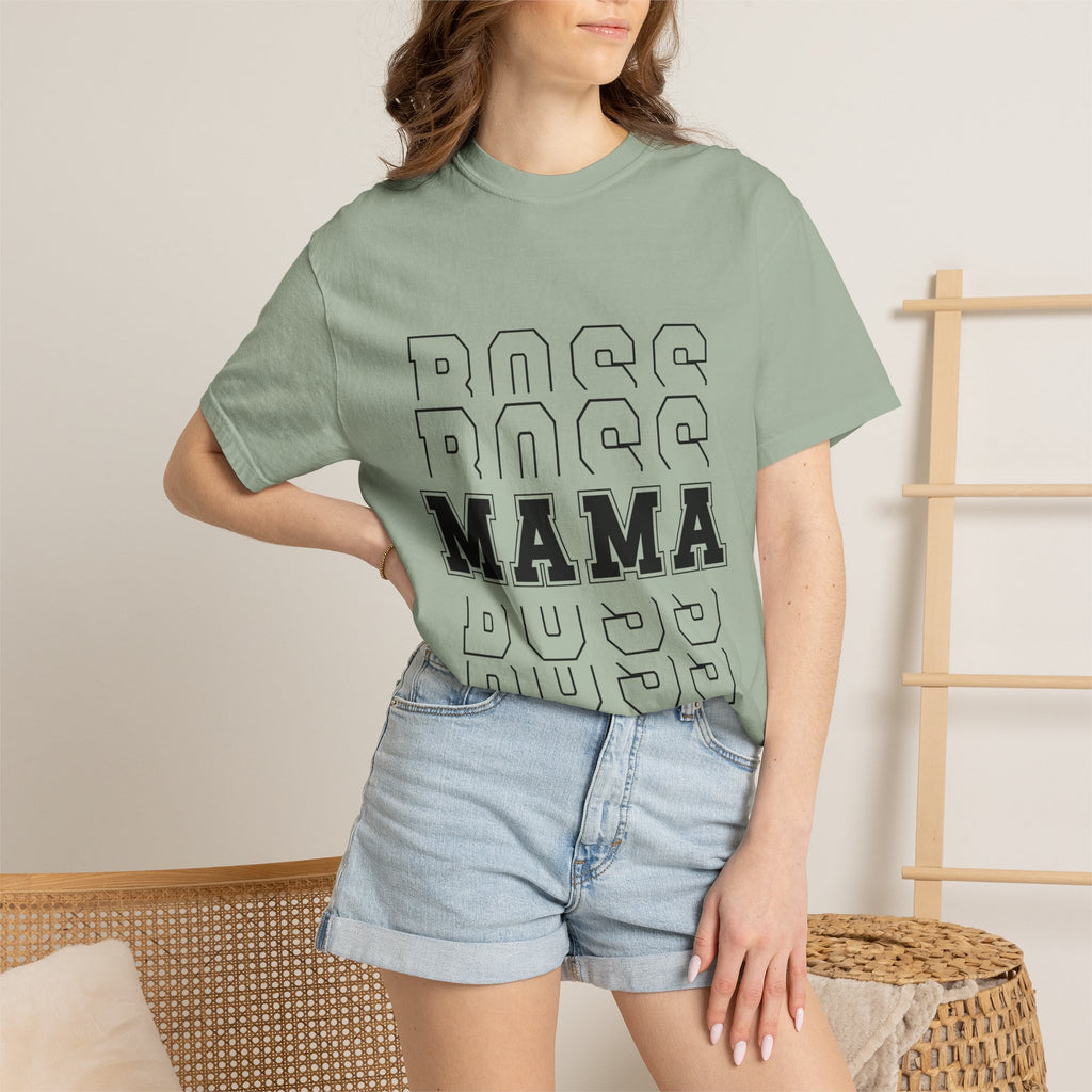 Mama Boss T-Shirt — 'MAMA' Layered Text Graphic Tee for Moms