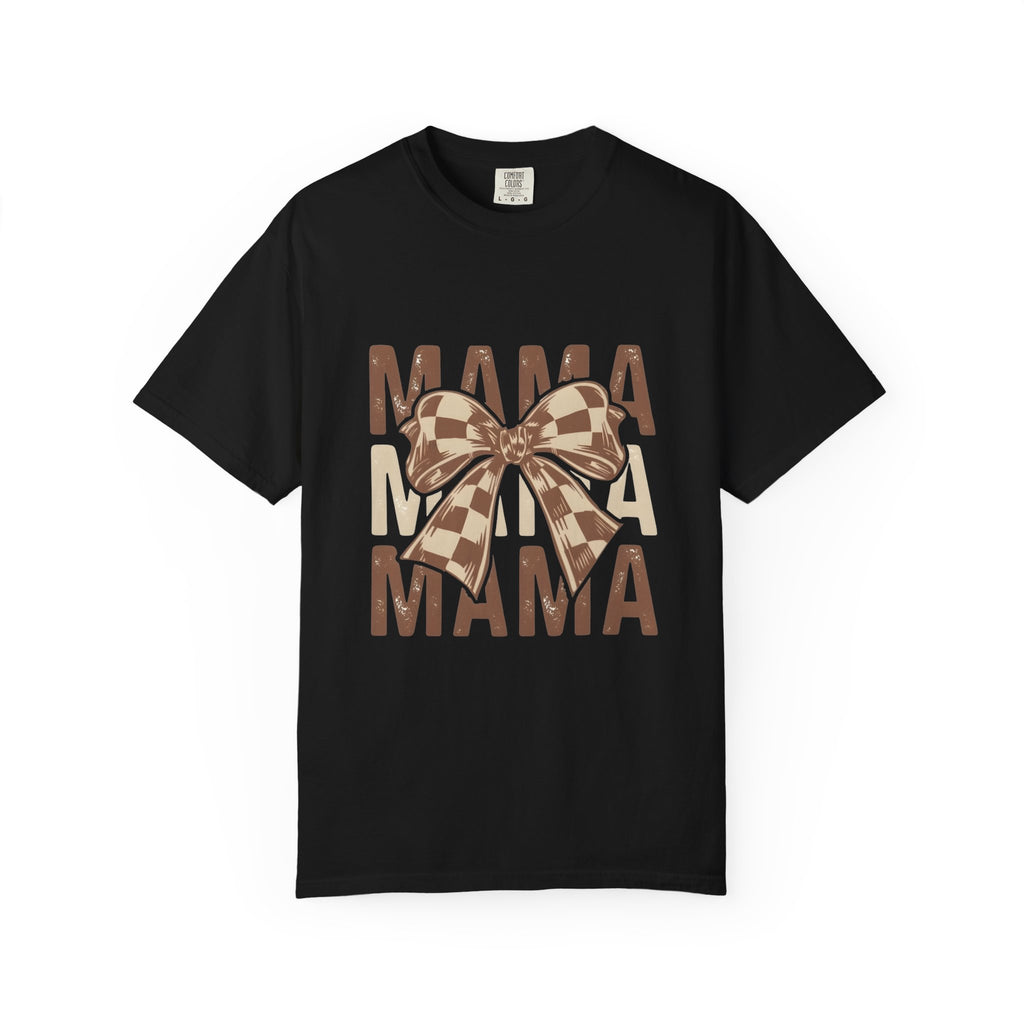 Mama Bow T-Shirt — Buffalo Check Ribbon Mom Shirt