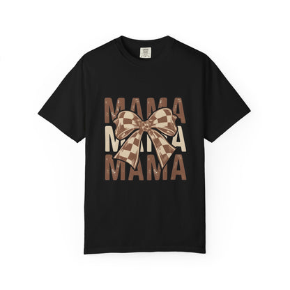 Mama Bow T-Shirt — Buffalo Check Ribbon Mom Shirt