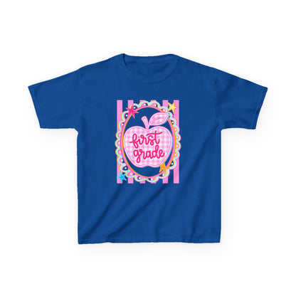 First Grade Kids T‑Shirt — Pink Apple Back to School Tee