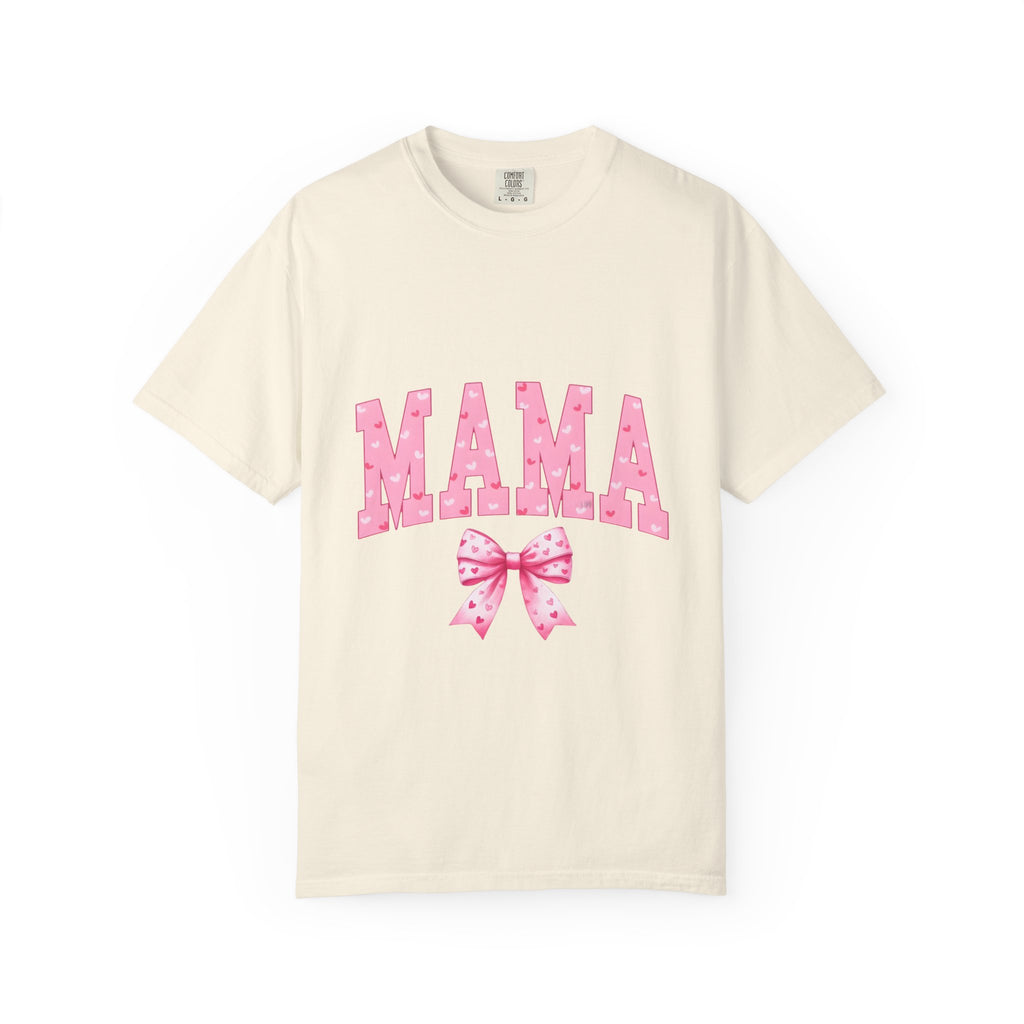 Mama Pink Polka Dot T‑Shirt — Cute Mama Tee with Bow