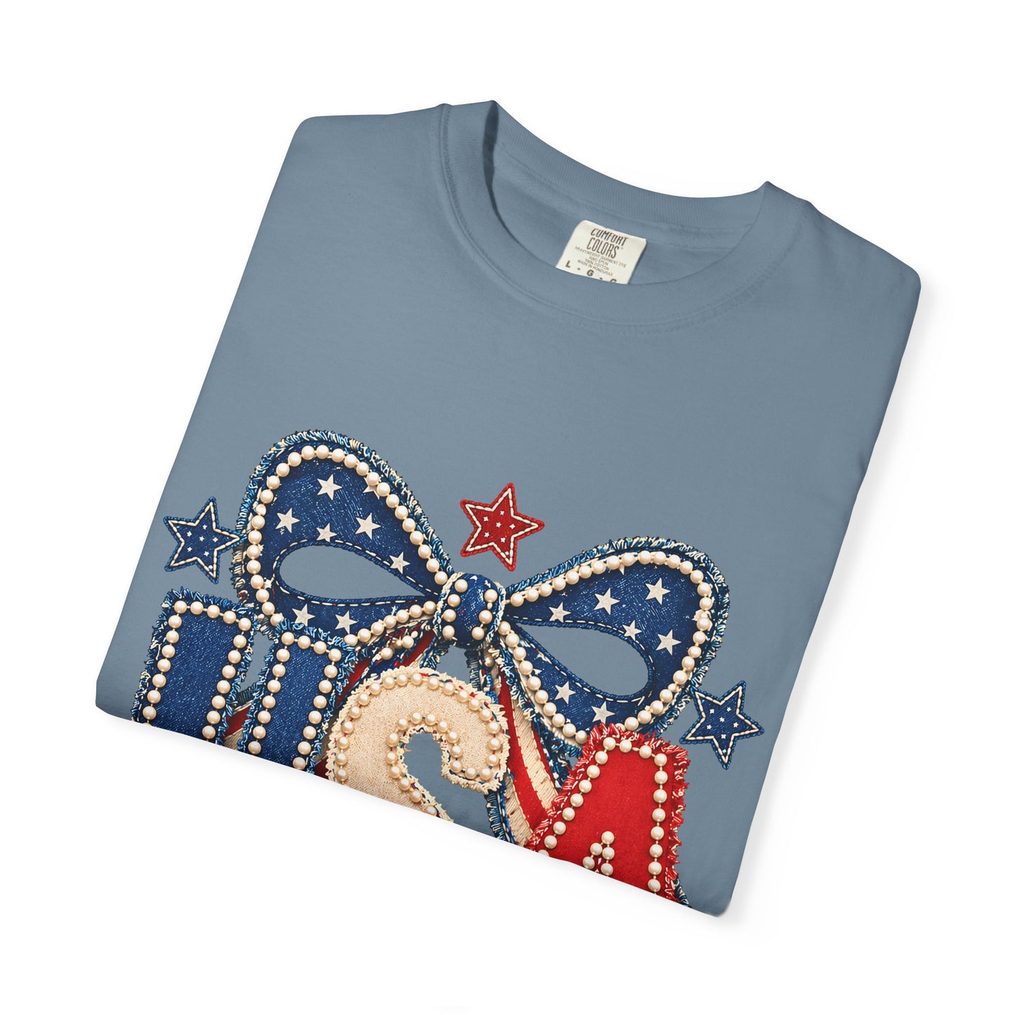 USA Patriotic Bow T‑Shirt — Fourth of July American Flag Tee