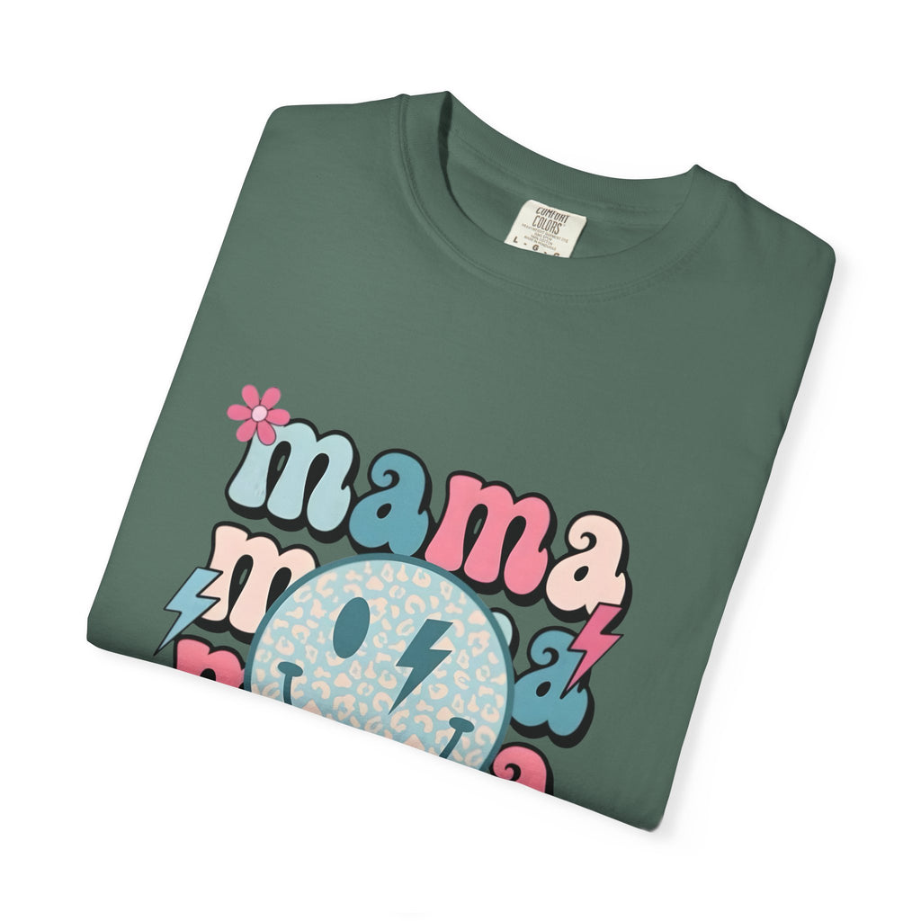 Mama Smiley Graphic T-Shirt — Retro Pink & Blue Mother’s Day Tee