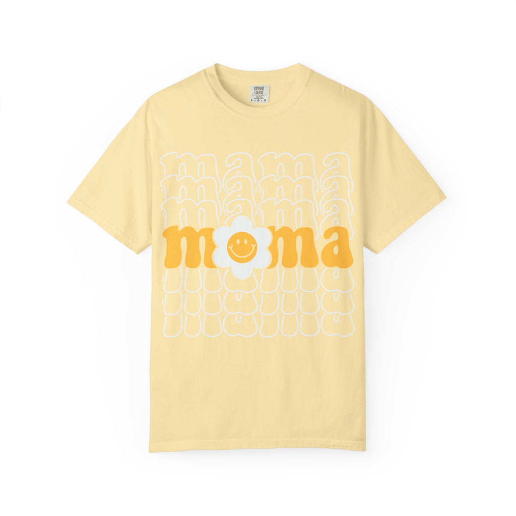 Mama Floral Retro T-Shirt — Sunny Yellow Vintage Mom Tee
