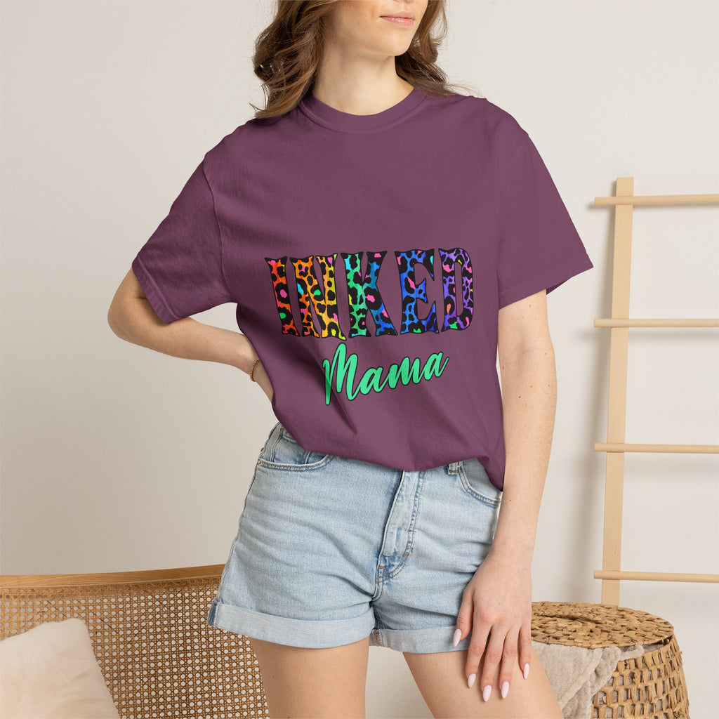 Inked Mama T-Shirt — Colorful Tattoo Script Tee for Moms