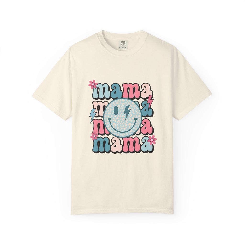 Mama Smiley Graphic T-Shirt — Retro Pink & Blue Mother’s Day Tee