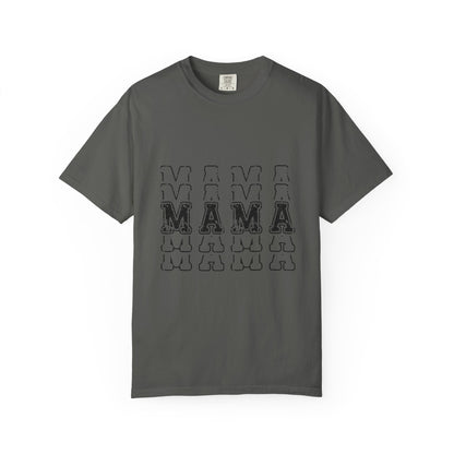 Mama Repeat Graphic T-Shirt — Vintage Outline "MAMA" Mom Tee