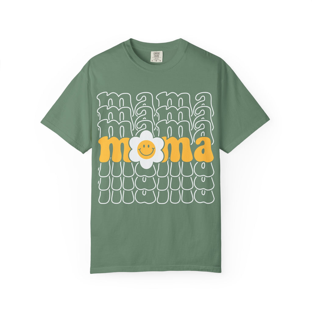 Mama Floral Retro T-Shirt — Sunny Yellow Vintage Mom Tee