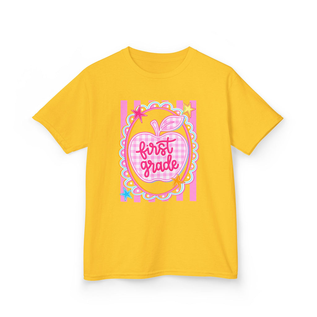 First Grade Kids T‑Shirt — Pink Apple Back to School Tee